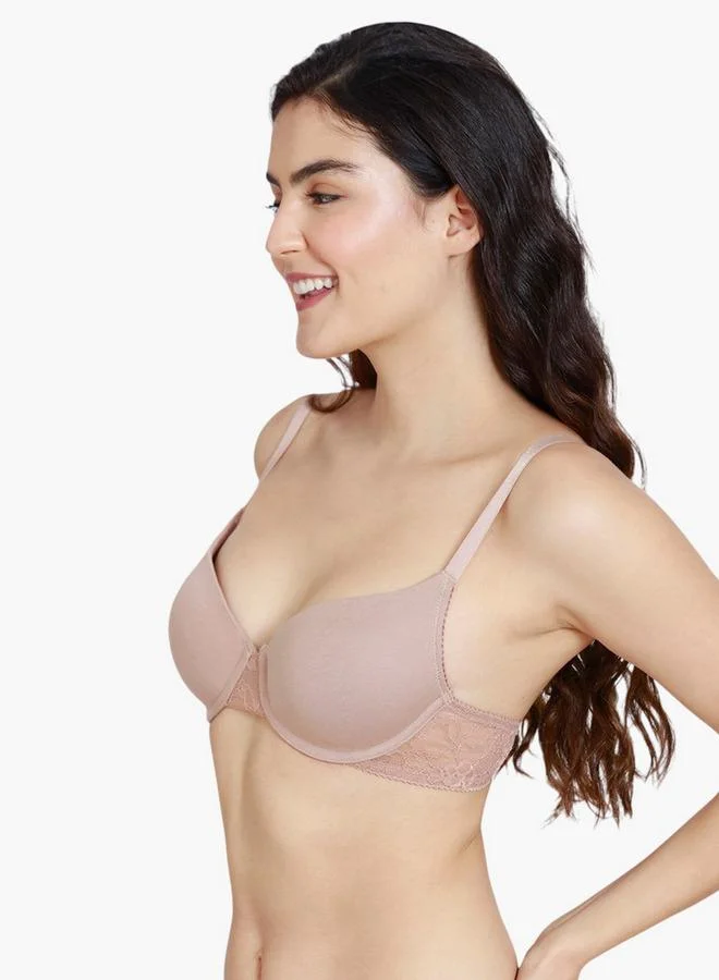 zivame Zivame Lace Panel Padded Demi Bra