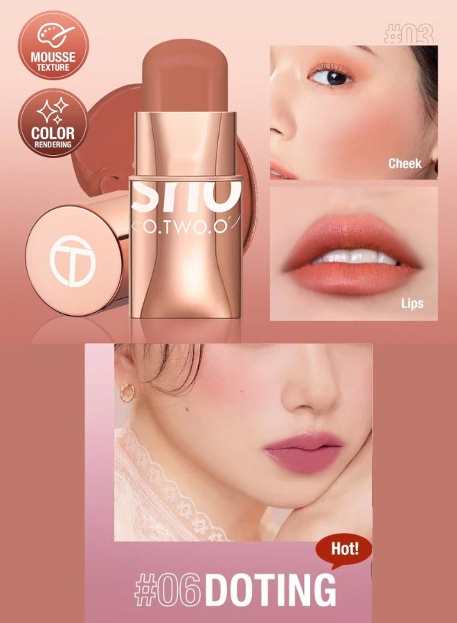 O.TWO.O عصا أحمر الخدود O TWO O Glow Color Bounce طويلة الأمد كريمة أحمر خدود مكياج وجه خدود هايلايتر خفيف الوزن طبيعي مشع وردي خوخي أحمر مشع - Image 1