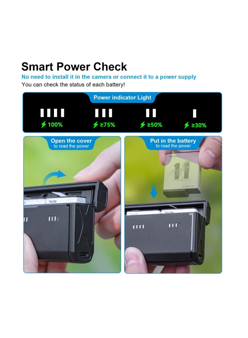 Captaintech Pocket-Sized GoPro Charger, GoPro Enduro Battery Charger Smart Indicator Hero Charger Quick Charge GoPro Battery for GoPro Original Enduro and Standard Go Pro Hero 11 Hero 10 Hero 9 - Image 3