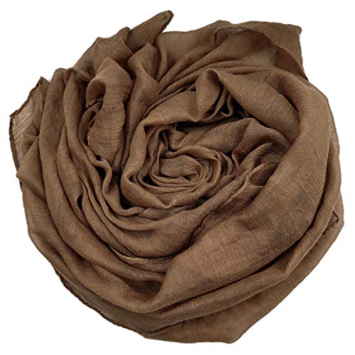 woogwin Women's Cotton Scarves Lady Light Soft Fashion Solid Scarf Wrap Shawl (One Size, Khaki) - Image 2