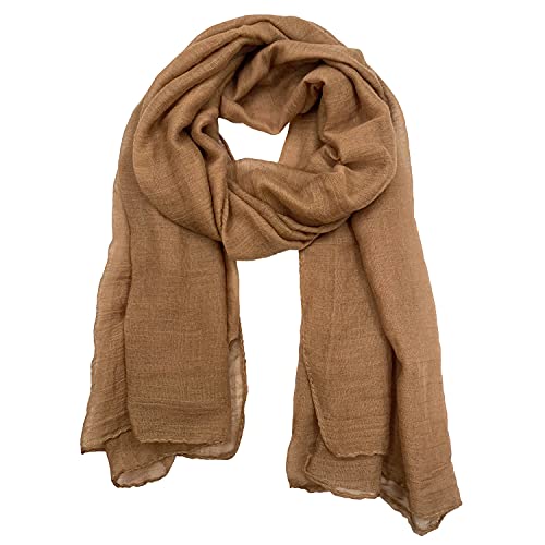 woogwin Women's Cotton Scarves Lady Light Soft Fashion Solid Scarf Wrap Shawl (One Size, Khaki) - Image 1