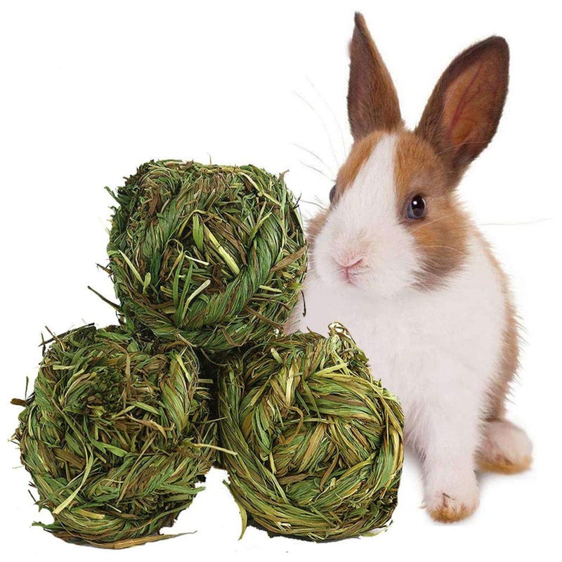 Hamiledyi Rabbit Chew Ball Timothy Grass Grinding Small Animal Activity Play Chew Toys for Bunny Rabbits Hamster Guinea Pigs Gerbils - Image 1