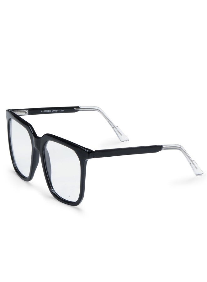 AEC Magna Blue Light Blocking Glasses Zero Power Computer Glasses BlueRazr Lenses Anti Glare Lightweight UV Protection Full Rim Square Eyeglasses for Men and Women | M8601 (Black/White) - Image 1