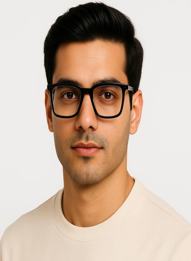 AEC Magna Blue Light Blocking Glasses Zero Power Computer Glasses BlueRazr Lenses Anti Glare Lightweight UV Protection Full Rim Square Eyeglasses for Men and Women | M8601 (Black/White) - Image 2