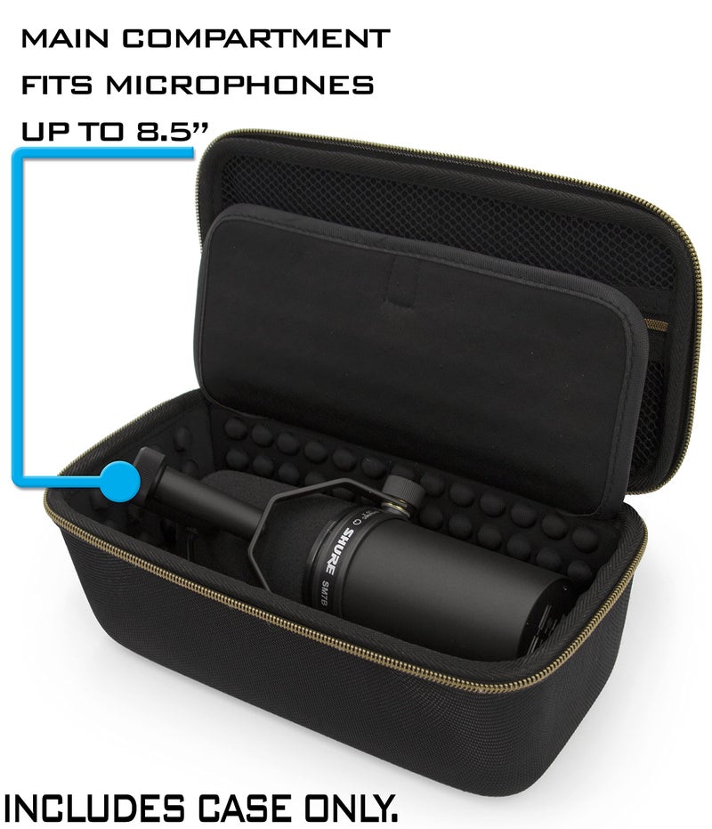 CASEMATIX Studio Case Compatible with Rode PodMic, Shure SM7B Microphone and Other Large Podcast Mics with XLR Recording Accessories - Includes Podcasting Mic Bag Only - Image 2