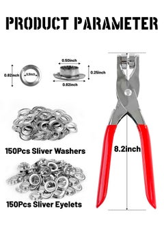 150Pcs 1/2 Inch Grommet Tool Kit, Leather Hole Punch Pliers, Grommets Kit with 150 Metal Eyelets in Silver for Leather, Shoes, Fabric, Belts - pzsku/Z4109E3FFEF757A133024Z/45/_/1740119050/cff6956f-ca29-42bc-8b50-baec84dbd263