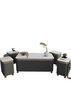 5-Piece Coffee Table Set – Luxury Dark Gray & Gold Design, Faux Marble Top, Main Table with 4 Side Tables (122×61×52 cm & 40×30×52 cm) - pzsku/Z4109EB1A67DA6CA1F41CZ/45/_/1737283056/ee3ab10e-f156-4bfa-b40a-38b5f2bcbd3e