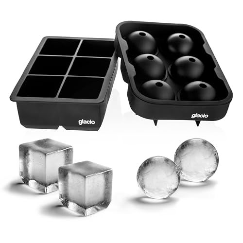 glacio Silicone Ice Cube Trays – Large Silicone Molds for 2-Inch Ice Cubes and Spheres Whiskey Ice Cube Trays with Lids for Cocktails & Bourbon – Set of 2 - Image 1