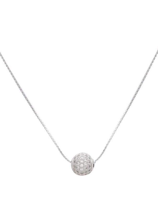 Shoshaa Silver CZ Ball Pendant Necklace for Women | Silver-Plated Brass Chain for Girls Teens | 18" Chain Beautiful Elegant Design Charm Necklace Jewelry Gift - Image 1