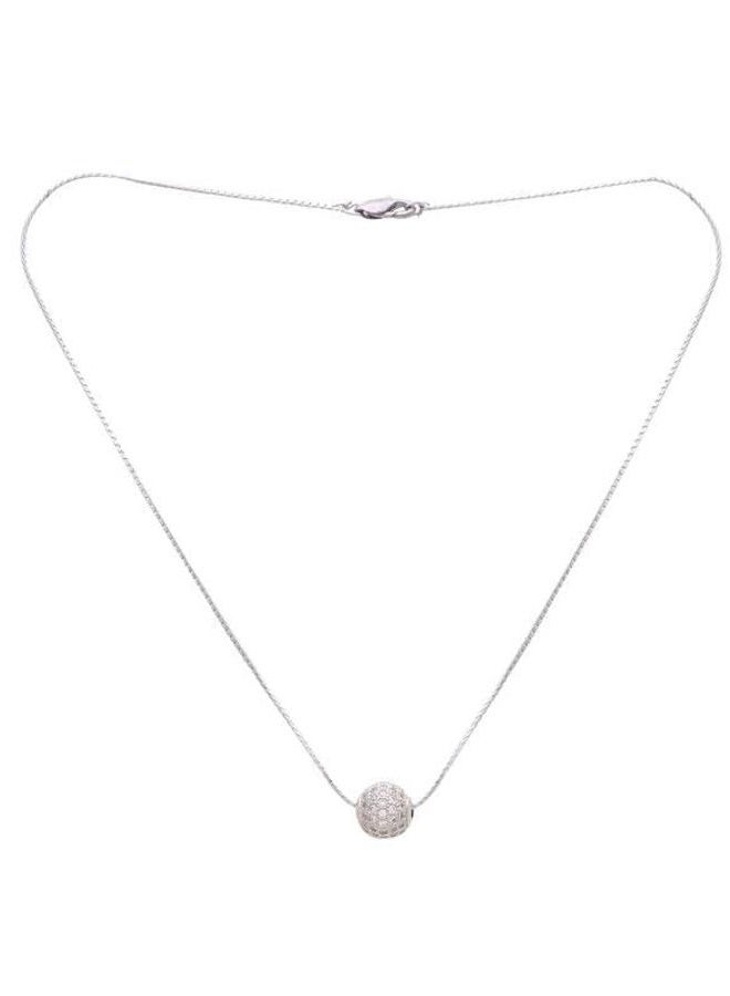 Shoshaa Silver CZ Ball Pendant Necklace for Women | Silver-Plated Brass Chain for Girls Teens | 18" Chain Beautiful Elegant Design Charm Necklace Jewelry Gift - Image 4