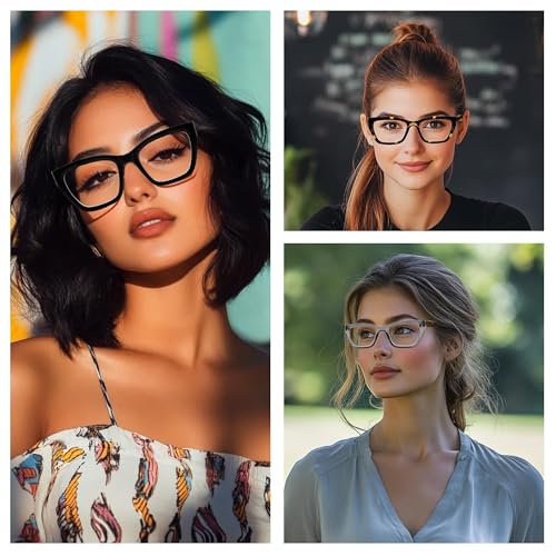HIYANJN Bifocal Reading Glasses For Women Men 3 Pack Fashion Cat Eye Computer Readers Clear Top Oversized Eyeglasses 1.75x - Image 3
