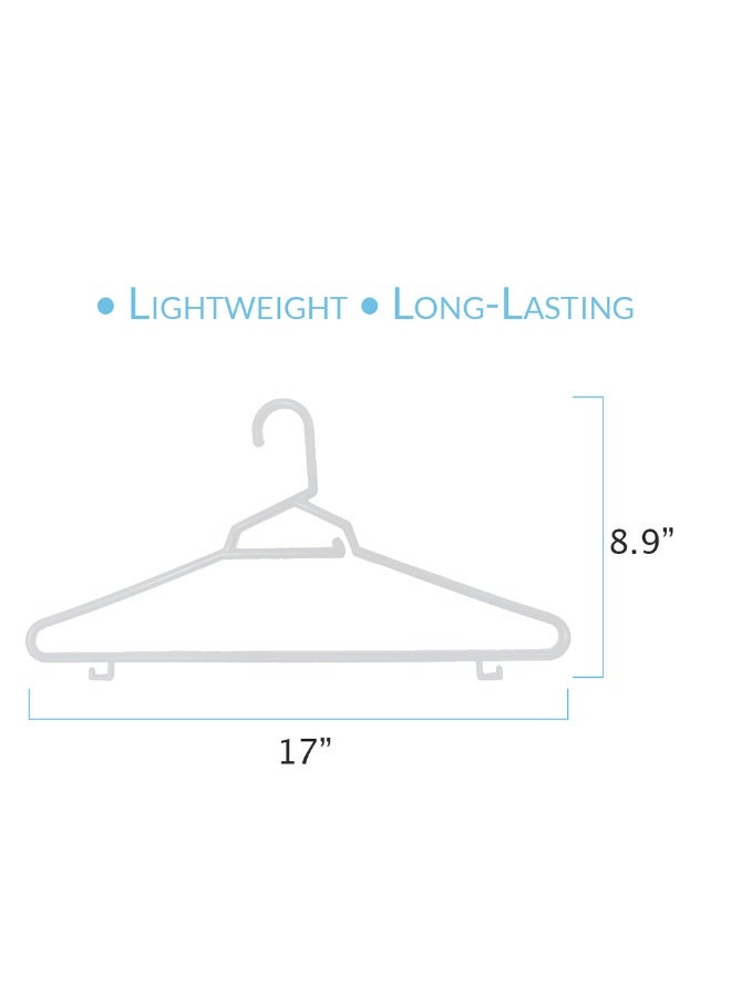 Ethic Solutions 12pcs of 17" Plastic Round Hangers – 17 Inch Length x 8.9 Inch Height – Durable Clothes Hangers for Shirts, Pants, Coats, Closet & Retail Use – White - Image 4