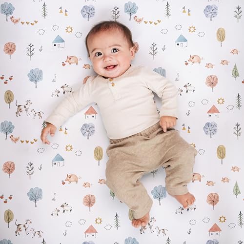 Sorrel + Fern Crib Sheets Neutral - Fitted Baby Crib Sheets Bed for Girl Boy - 2 Pack Standard & Toddler Mattress (Farm Animals) - Buttery Soft Organic Cotton Blend - Image 5