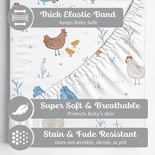 Sorrel + Fern Crib Sheets Neutral - Fitted Baby Crib Sheets Bed for Girl Boy - 2 Pack Standard & Toddler Mattress (Farm Animals) - Buttery Soft Organic Cotton Blend - Image 2