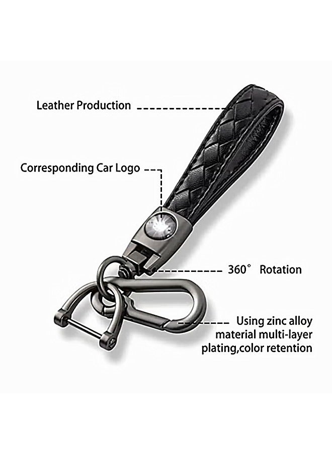 Genuine Leather Car Logo Keychain, Business Key Chain Suit Alloy Metal Chain Keyring Styling Decoration Accessories Keyring with Logo Gift for Women and Men (Send a Screwdriver) - Image 4