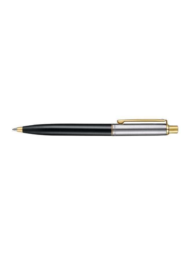 Sheaffer Sentinel Metal 335 Glossy Black Barrel and Brushed Chrome Cap Ballpoint Pen with Gold-Plated Trims - Image 2