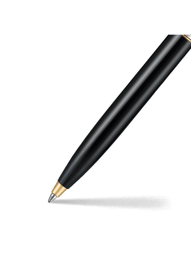 Sheaffer Sentinel Metal 335 Glossy Black Barrel and Brushed Chrome Cap Ballpoint Pen with Gold-Plated Trims - Image 3