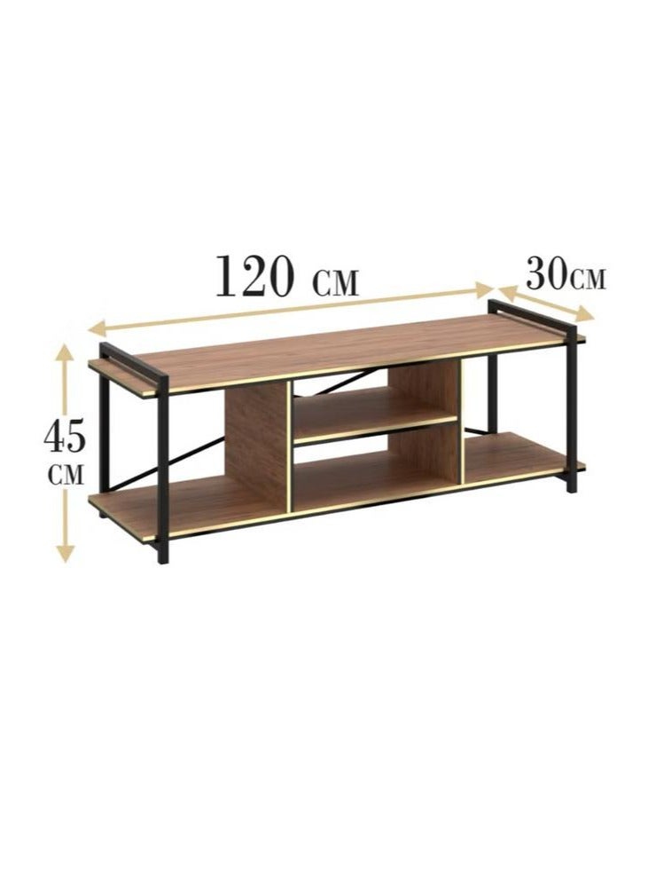 إكسبرت طاولة تلفزيون بتصميم جميل وعصري من الخشب وأرجل من المعدن 120x30x45 - بني - Image 3