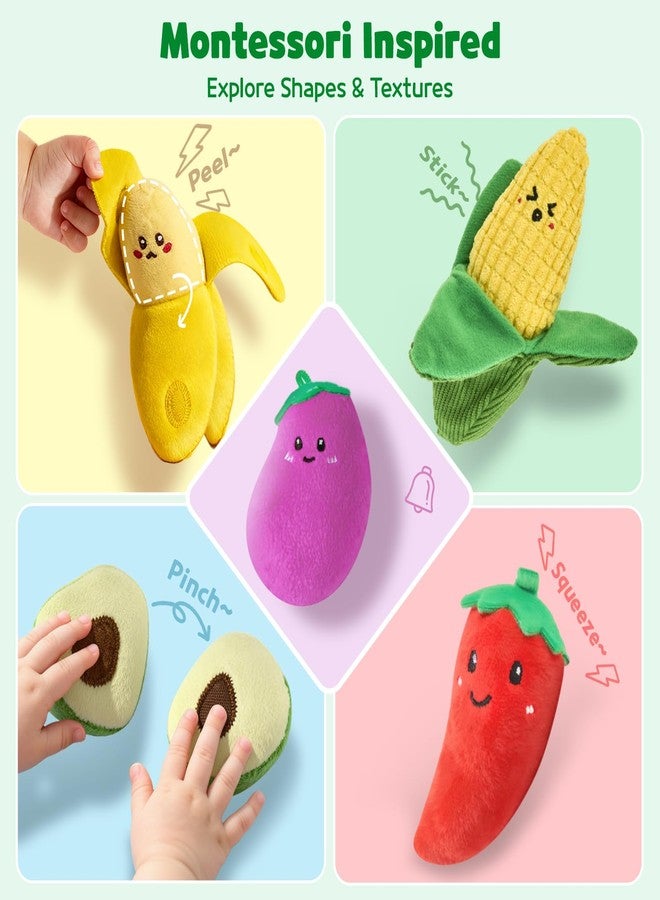 SAIMAND Montessori Baby Sensory Toys – 16 PCS Plush Fruit & Veggie Color Sorting Play Food with Crinkle & Rattle, Baby Toys 6-12 Months, Learning Toys for 1 Year Old Boys Girls Gifts - Image 4