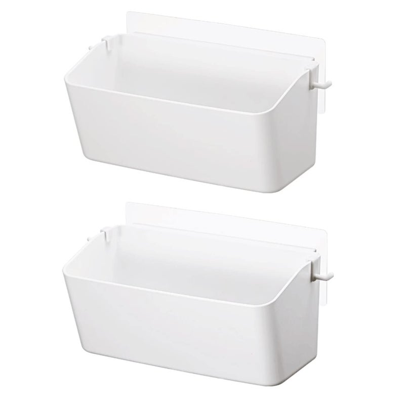 HOKIPO Plastic Magic Sticker Series Self Adhesive Bathroom Shelves White Pack of 2 - Image 1