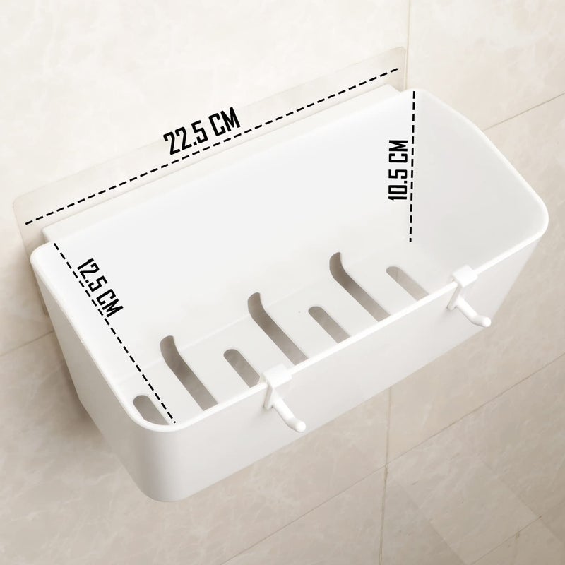 HOKIPO Plastic Magic Sticker Series Self Adhesive Bathroom Shelves White Pack of 2 - Image 3