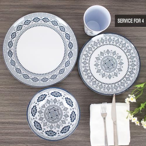 DAPOTO Melamine Dinnerware Set for 4-16 Pcs:Camping Dishes Set with Dinner Plates,Salad Plates, Bowls and Cups.Lightweight and Unbreakable.Indoor and Outdoor Use. - Image 4