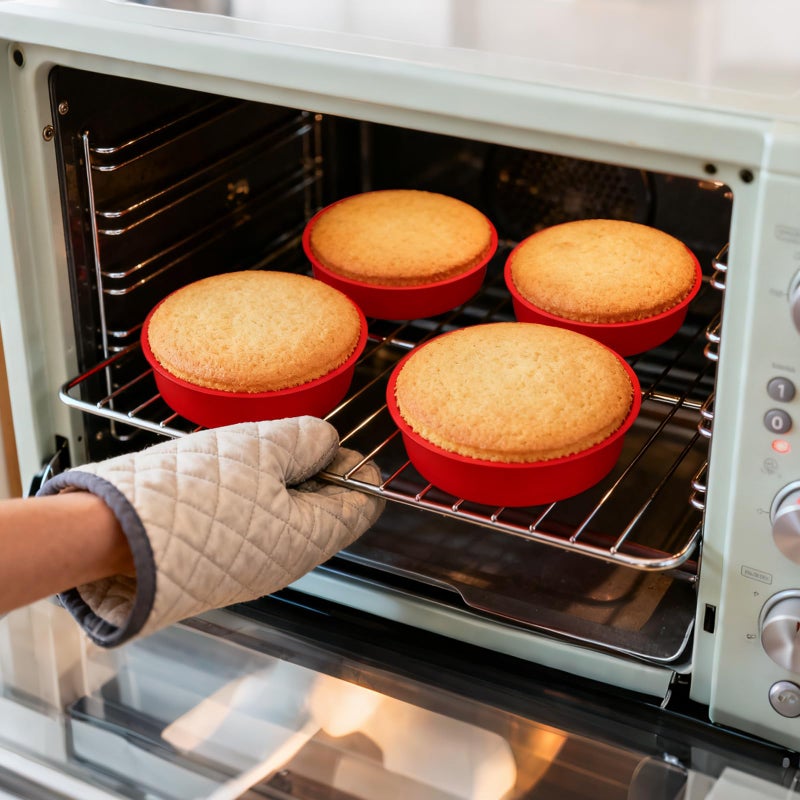 Bekith 4 Pack 9" Silicone Round Cake Pans, Silicone Cake Pans for Baking, Quick Release Baking Mold Round - Image 5