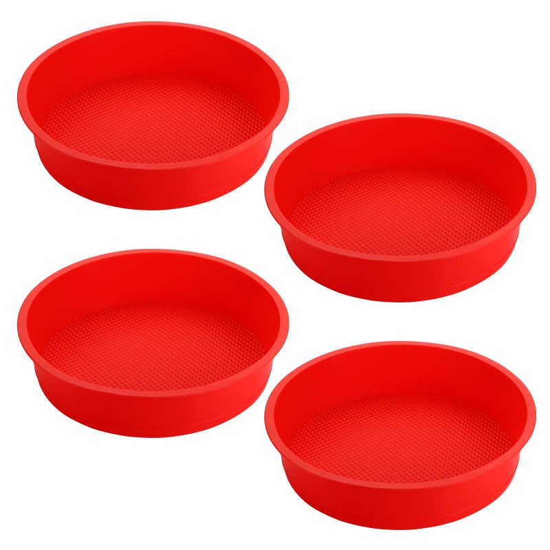 Bekith 4 Pack 9" Silicone Round Cake Pans, Silicone Cake Pans for Baking, Quick Release Baking Mold Round - Image 1