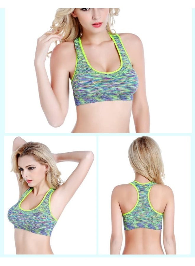 Rubik Sports Bra for Women, High Support Padded Shockproof Racerback Seamless Quick Dry High Impact Bra for Yoga Gym Training Running Workout Fitness (Large, Green) - Image 2