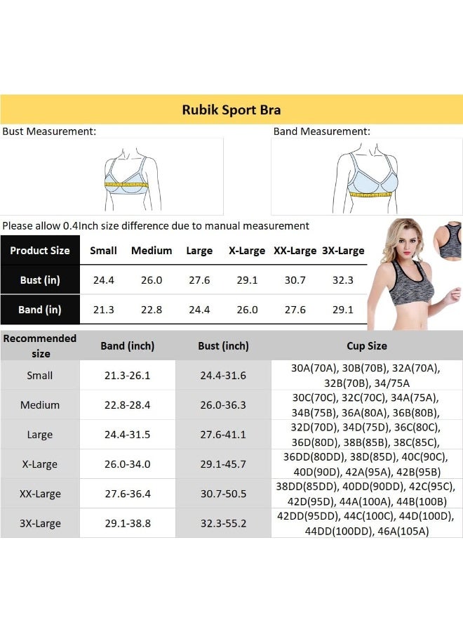 Rubik Sports Bra for Women, High Support Padded Shockproof Racerback Seamless Quick Dry High Impact Bra for Yoga Gym Training Running Workout Fitness (Large, Green) - Image 4