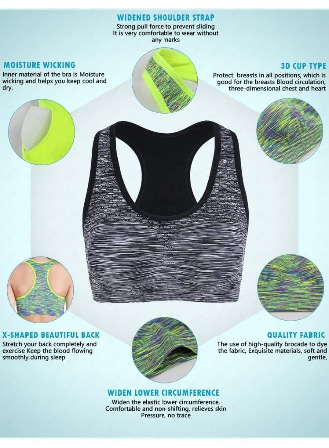 Rubik Sports Bra for Women, High Support Padded Shockproof Racerback Seamless Quick Dry High Impact Bra for Yoga Gym Training Running Workout Fitness (Large, Green) - Image 3