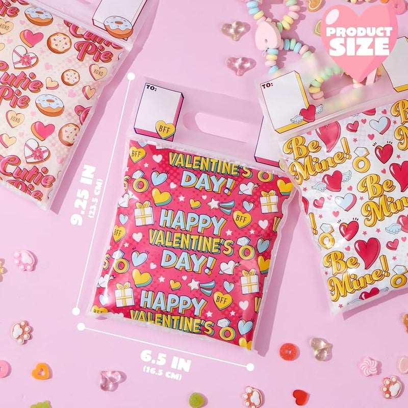 JOYIN 24PCS Valentine’s Day Sealing Gift Bags with Handles for Kids Party Favors, Classroom Exchange Prizes, Valentine’s Goodie Bags - Image 5