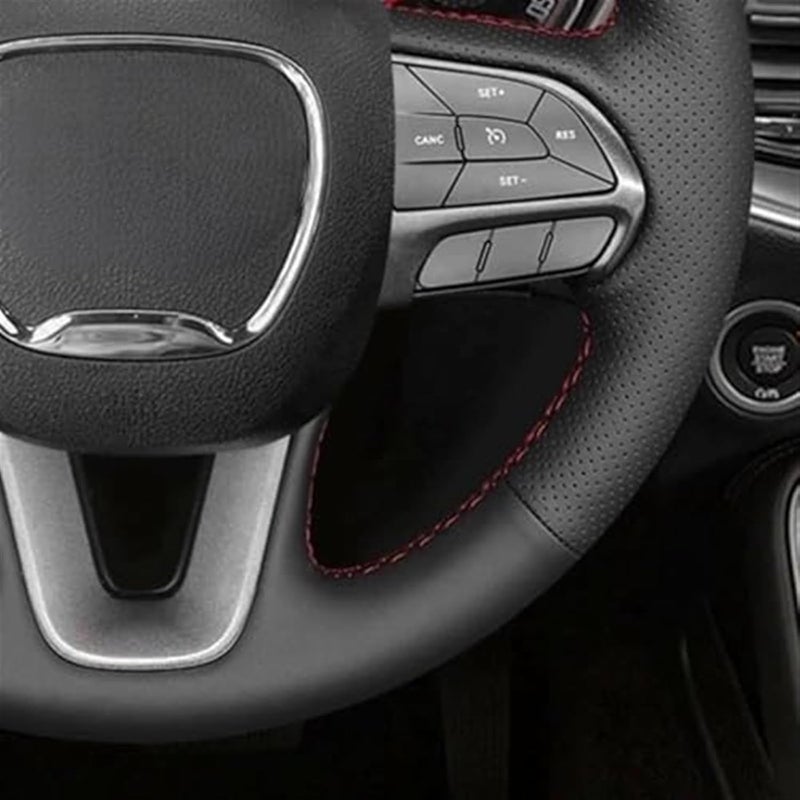 QASULER Hand-Stitched Steering Wheel Cover for Dodge - Image 3