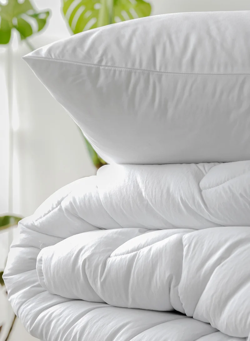 Color Sense Solid 1 Duvet Cover + 1 Pillow Cover Single Cotton White 200x135cm