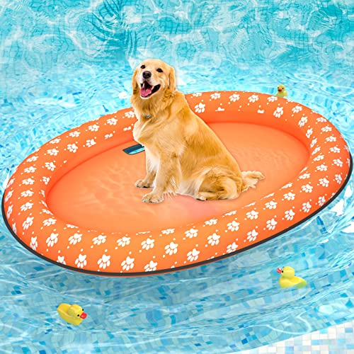 Pet Soft Dog Float Raft Inflatable Dog Swimming Float for Summer Orange - Image 1