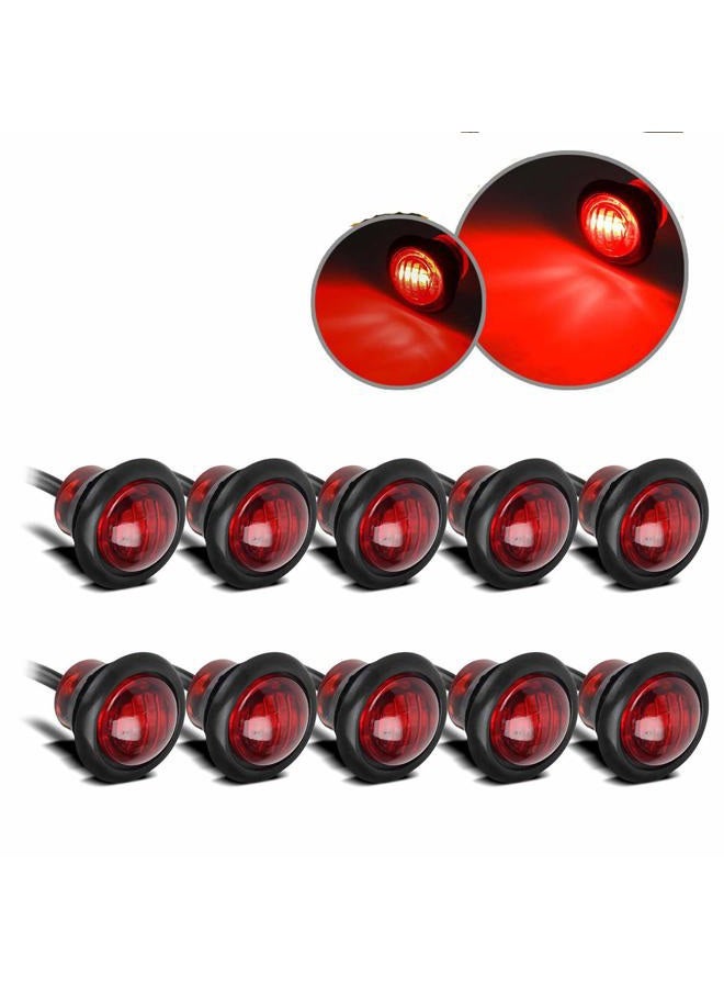 Partsam (10) LED Light Red 3/4" Clearance Marker Trailer Bullet Grommet Lights, 3/4 led dual function marker lights, 3 LED Mini Auxiliary Stop Turn Tail Brake Light, 3/4 led marker lights 3 wire - Image 1