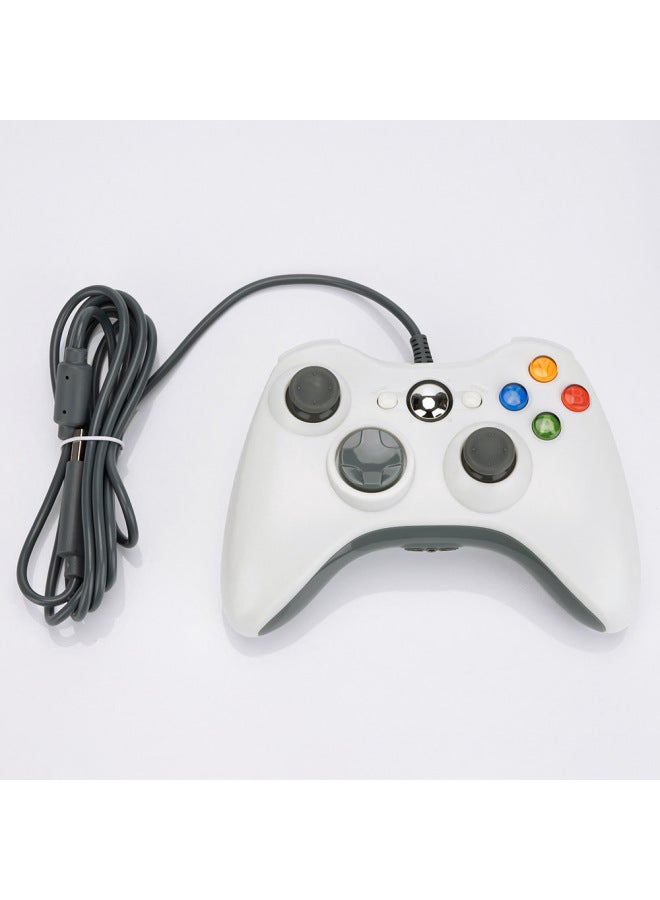Direct XBOX360 Game Handle Wired Computer Steam Multi-function Drive-free Vibration Game Handle-Product Color:White + Multi-function (with Packaging)