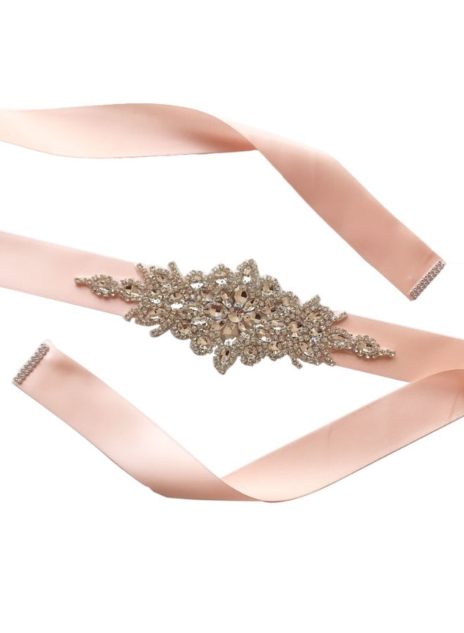 Women Girls Flower Sash Belt，for Wedding Bride/Baby Shower Dress (Snow bud) - Image 1