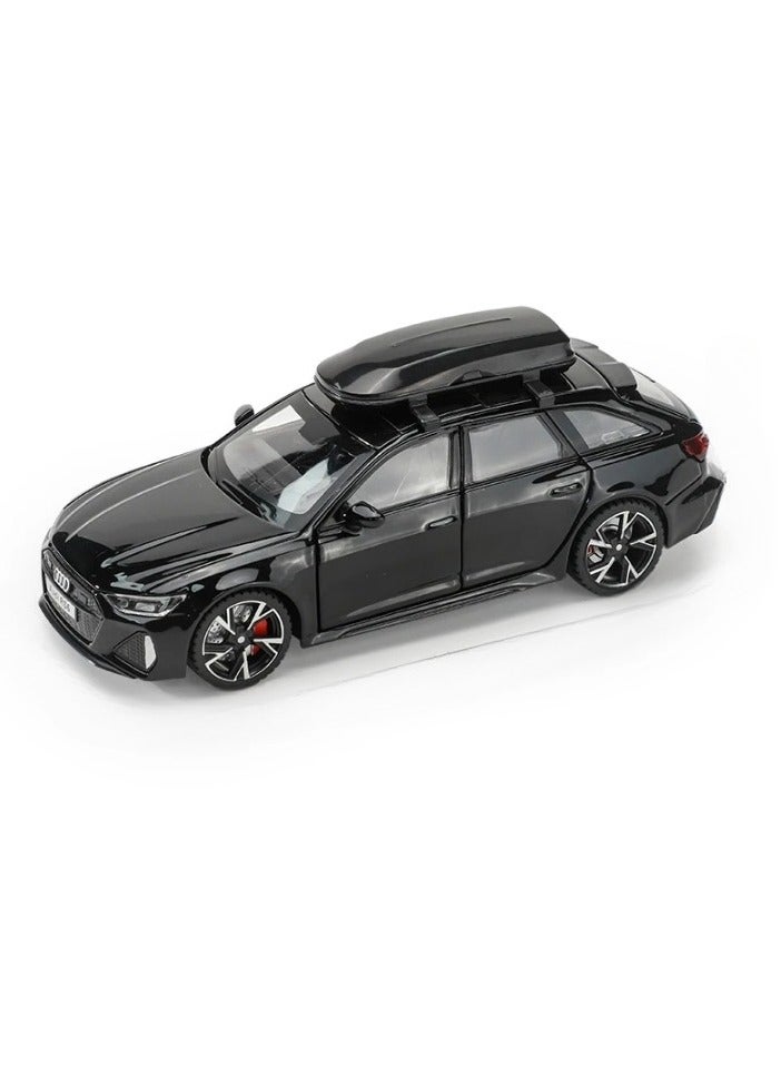 AROAQ Scale Finished Model Car, 1/32 Audi Rs6 Toy Car Model With Sound And Lights , Simulation Diecast Alloy Sports Car Model Collection Ornament With Openable Doors, (Black) - Image 1
