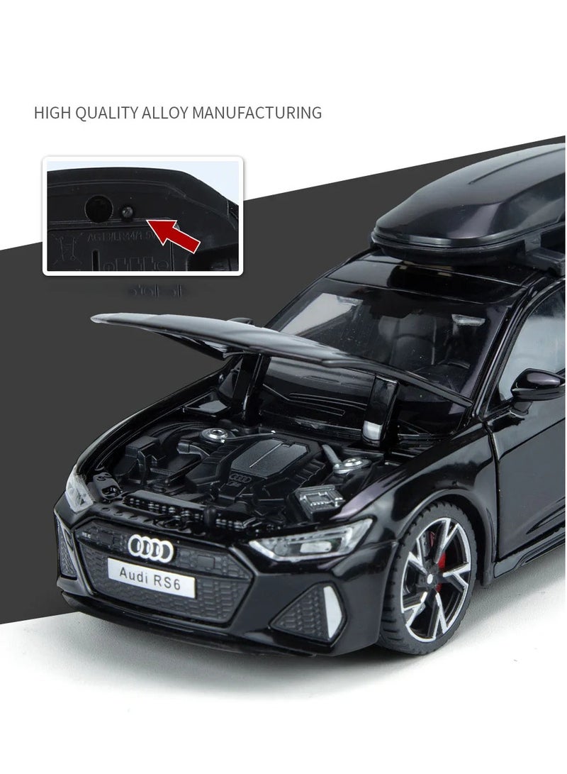 AROAQ Scale Finished Model Car, 1/32 Audi Rs6 Toy Car Model With Sound And Lights , Simulation Diecast Alloy Sports Car Model Collection Ornament With Openable Doors, (Black) - Image 5