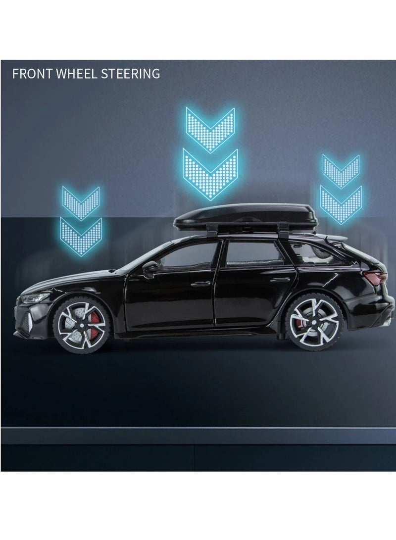 AROAQ Scale Finished Model Car, 1/32 Audi Rs6 Toy Car Model With Sound And Lights , Simulation Diecast Alloy Sports Car Model Collection Ornament With Openable Doors, (Black) - Image 3