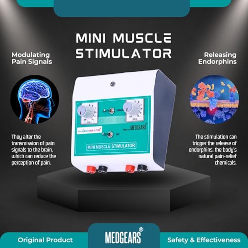 Physiogears Mini MS Two Channel Muscle Stimulator Machine Galvanic with Faradic Stimulation Physiotherapy with One Year Warranty (Electro Pads) - Image 3