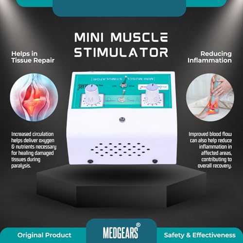 Physiogears Mini MS Two Channel Muscle Stimulator Machine Galvanic with Faradic Stimulation Physiotherapy with One Year Warranty (Electro Pads) - Image 5