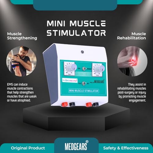 Physiogears Mini MS Two Channel Muscle Stimulator Machine Galvanic with Faradic Stimulation Physiotherapy with One Year Warranty (Electro Pads) - Image 4