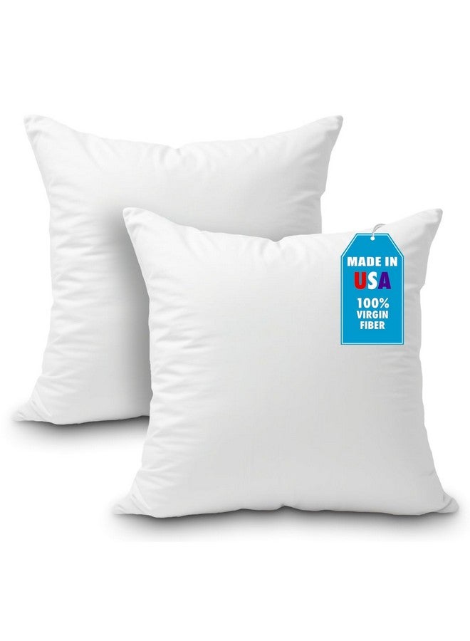 Foamily Foamily Throw Pillow Insert 18 x 18 inch (Set of 2) Hypoallergenic 100% Virgin Fiber Made in USA Bed, Sofa, Couch Decorative Indoor Pillows  - Image 1