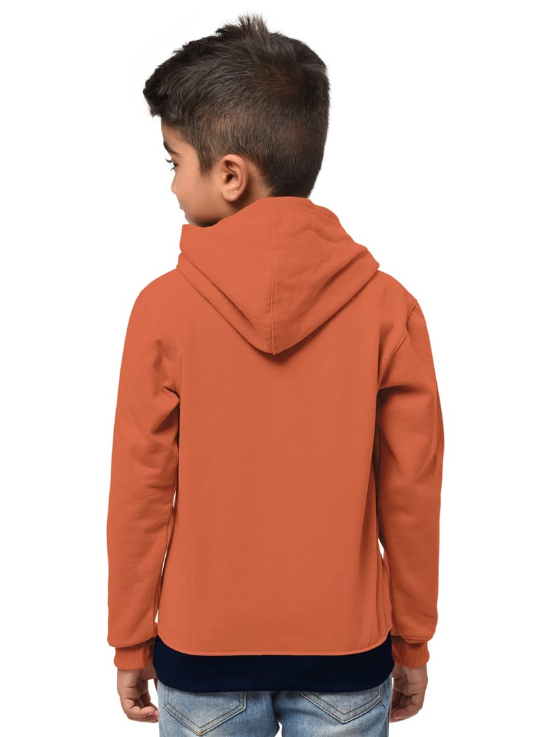 HELLCAT Boys Regular Fit Fulsleeve Hooded Sweatshirt with Rib - Combo Pack of 2 - Saffron/Saffron_7-8 Years - Image 3
