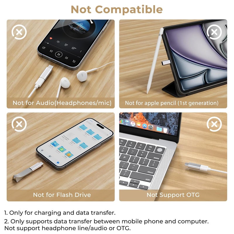 Tobfit Tobfit Lightning to USB C Adapter (2pack) - Lightning to USB C, Supports Fast Charging for iPhone 15 Pro Max, Pad, MacBook, Samsung Galaxy S24 S23 S22, Pixel - Image 2