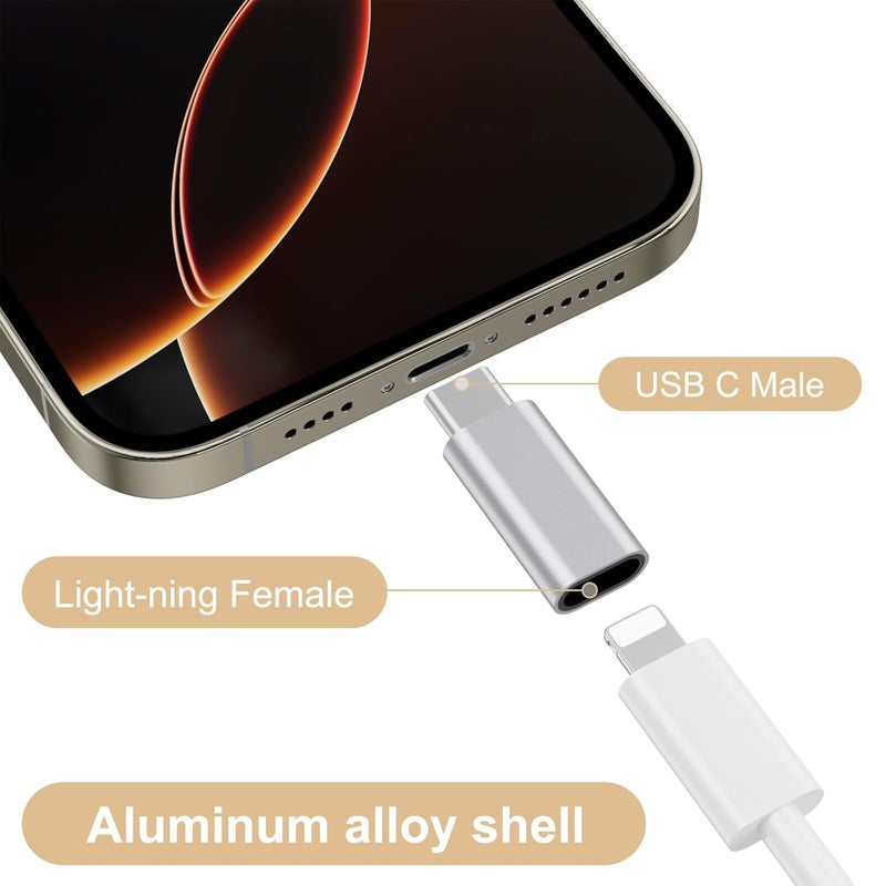 Tobfit Tobfit Lightning to USB C Adapter (2pack) - Lightning to USB C, Supports Fast Charging for iPhone 15 Pro Max, Pad, MacBook, Samsung Galaxy S24 S23 S22, Pixel - Image 4