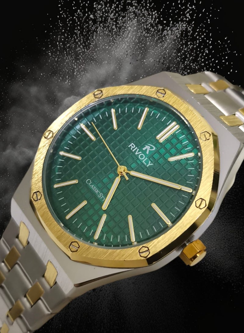 Rivoly Men's Stainless Steel Analog Quartz Watch, Easy to Read Fashion Design Waterproof Classic Luxury Big Face Wrist Watch  - Image 3