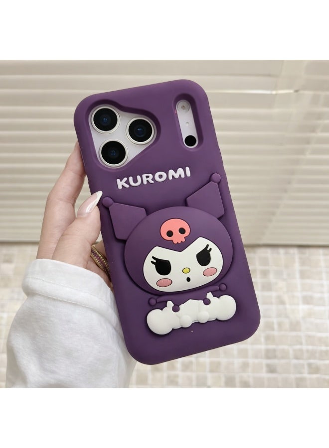 COVERSCART Cute Kuromi 3D Silicone Back Cover for Apple iPhone 17 Pro Max Soft Shockproof Protective Case - Purple - Image 5